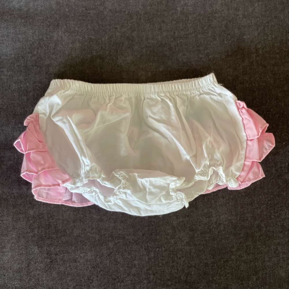 Ruffle Butts pink and white bloomer